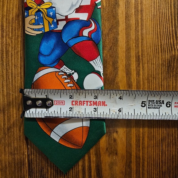 Tie Tales Christmas Football Novelty Tie Men's Green Holiday Sports Neck Tie 199 - Picture 8 of 9